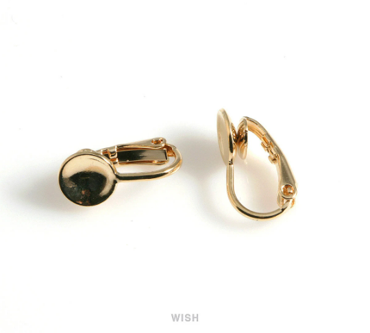8pcs Clip on Earring Converters in Gold, Non Pierced Earrings
