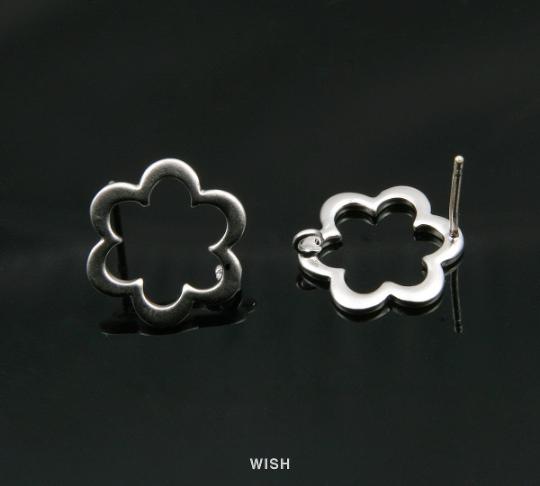 Sunflower Stud earrings in Matte Rhodium, Flower in Bloom Stud Earrings / MMRH-032-E