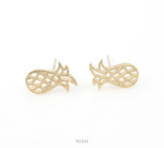 Pineapple Earpost in Matte Gold, Pineapple Earrings / MMG-019-E