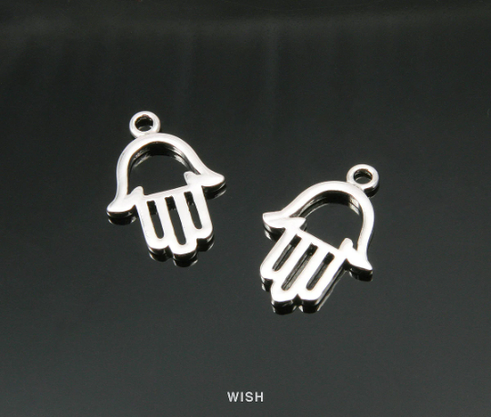 Hamsa Pendants in Rhodium, Hands Charms / MRH-012-P