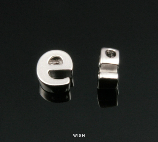 Lower Case Letter "e" in Matte Rhodium, Small Letter "e" /MMRH-002-B (e)