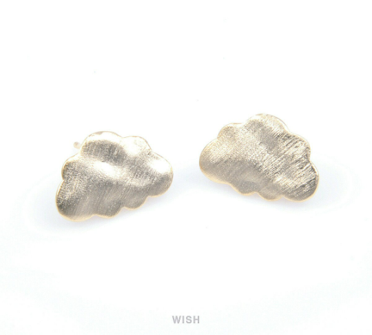 Cloud Stud Earrings in Brush Gold, Cloud Stud Ear Post /MBG-092-E