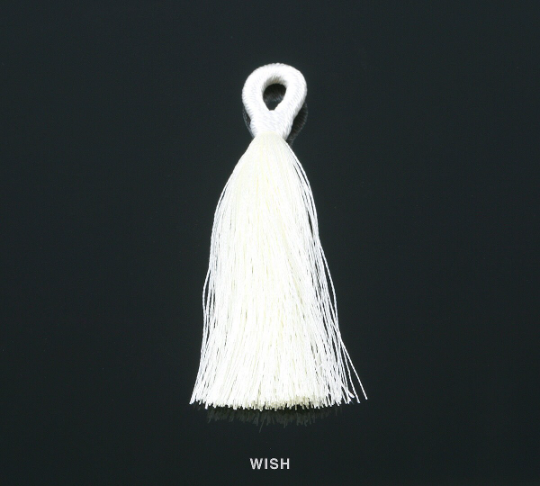 White Cotton Thread Tassel, White Silk Tassel Earrings / TWTG-008-T
