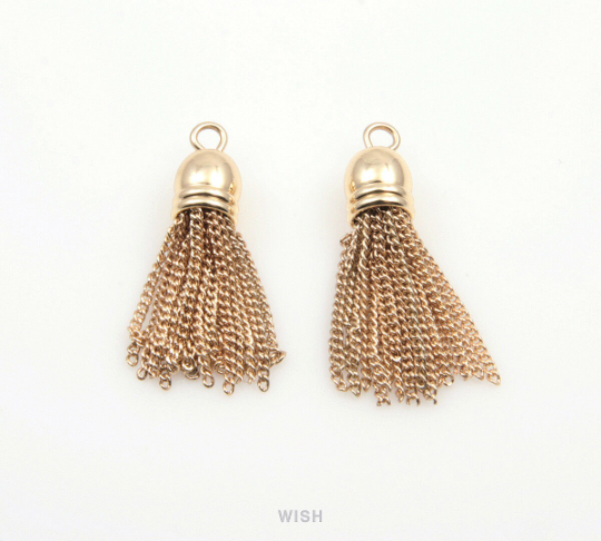 Gold Chain Tassels, 18mm Chain Tassel Charm / MG-181-T