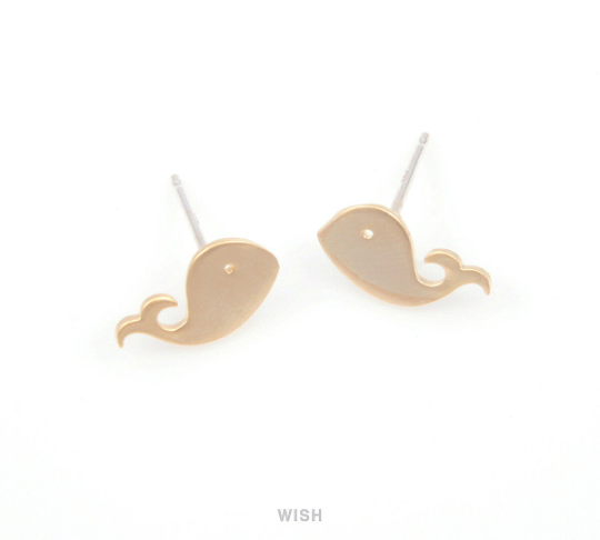 Whale Stud Earrings in Matte Gold, Whale Ear posts / MMG-104-E