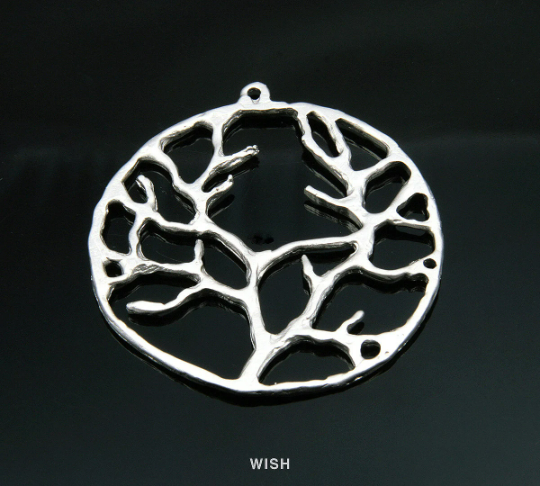 Family Tree in Circel Pendants in Matte Rhodium, Family Tree Charms / MMRH-164-P