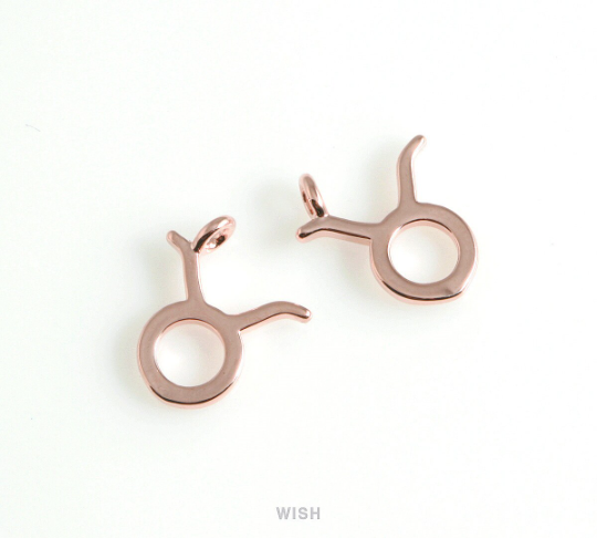Taurus Zodiac Sign Pendants in Rose Gold, Zodiac Charm / MRG-453-TA