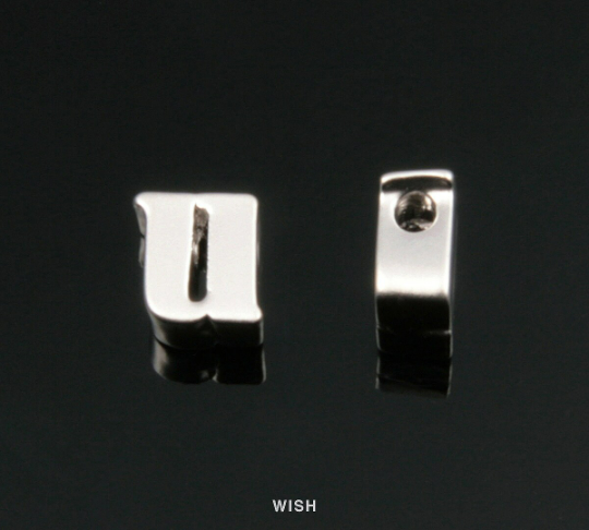Lower Case Letter "u" in Matte Rhodium, Small Letter "u"/ MMRH-002-B (u)