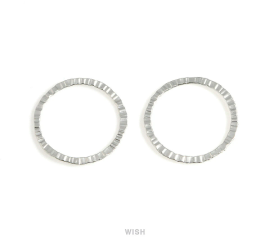 4pcs Large Hammered Circle in Matte Rhodium, Hammered Circle Charm / MMRH-338-P2
