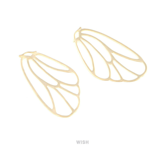 Fairy Wings Pendant in Matte Gold, Fairy Wings Charm / MMG-203-P