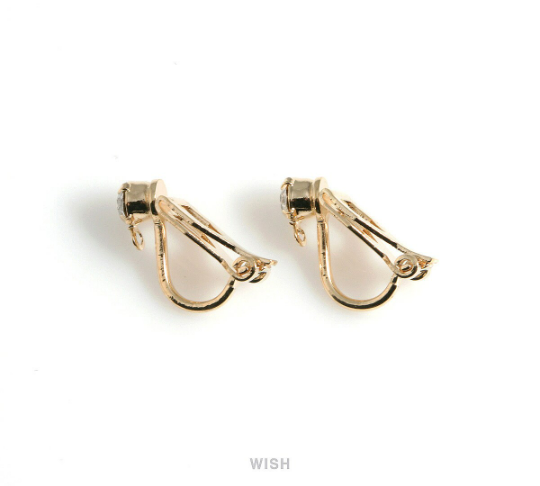 CZ Clip on Earring Converters in Gold, Non Pierced Earrings /FG-038-E