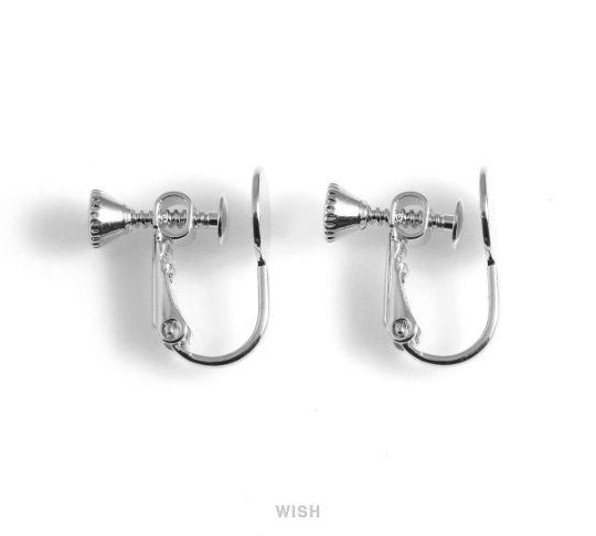 8pcs Clip on Earring Converters in Rhodium, Non Pierced Earrings / FRH-035-E