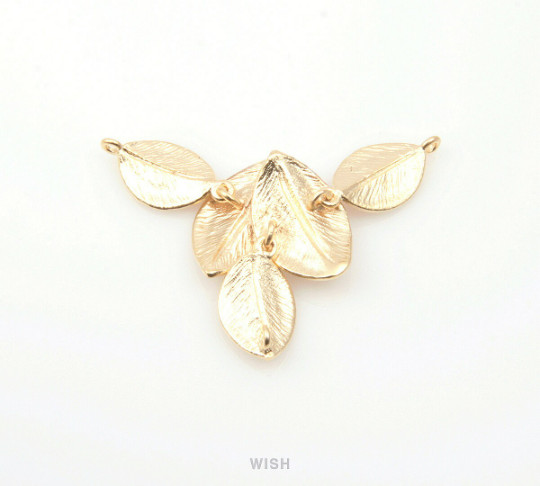 5 Leaves Pendants in Matte Gold, Leaves Necklace Charms/ MMG-143-P