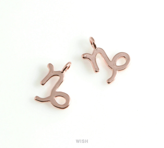 Capricorn Zodiac Sign Pendants in Rose Gold, Zodiac Charm / MRG-453-CP