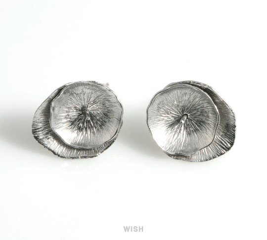Lotus Stud Earrings in Matte Rhodium, Lotus Stud Earrings / MMRH-412-E