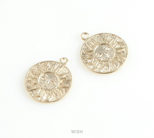 Sun Disc Pendants in Matte Gold, Sun Charm/ MMG-403-P
