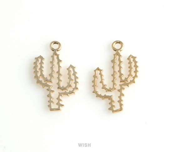 Cactus Pendant in Matte Gold, Cactus Charm /MMG-456-P