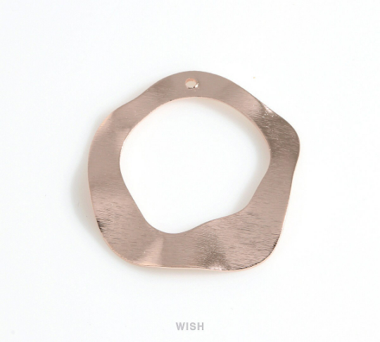 Bended Pentagon Pendants in Matte Rose Gold, Dented Pentagon Charm/ MRG-511-P