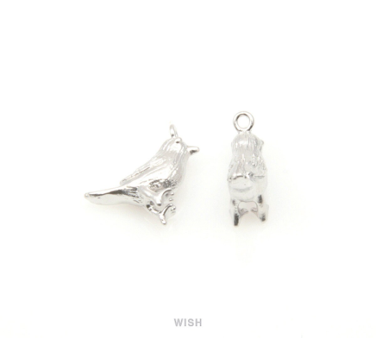 Sparrow Pendants in Matte Rhodium, Solid Sparrow Charms / MMRH-187-P