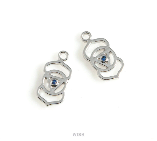 Third Eye Chakra with CZ Pendants in Rhodium, The 6th Chakra Charm / MRH-498-P