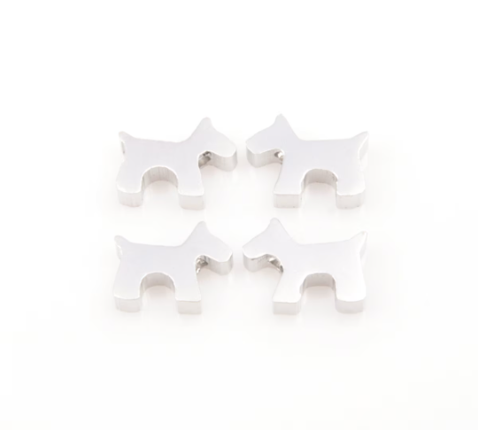 Puppy Beads Pendants in Matte Rhodium, Dog Beads / MMRH-067-B