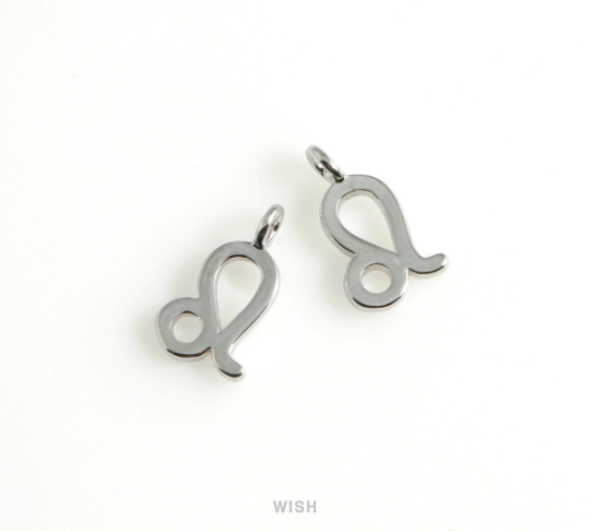 Leo Zodiac Sign Pendants in Rhodium, Zodiac Charm / MRH-453-LE