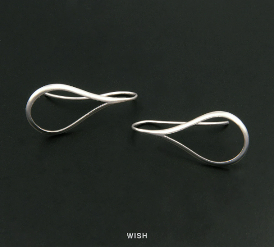 Teardrop Hook Earrings in Matte Rhodium, Teardrop Ear Hook / MMRH-107-E