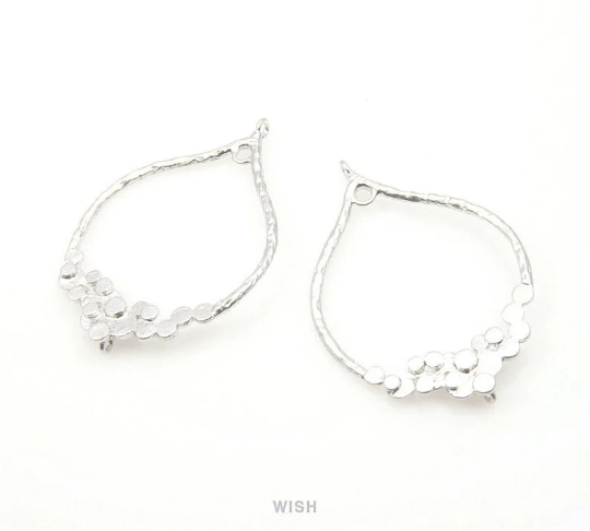 Bubbles in Open Teardrop Pendant in Matte Rhodium, Bubble in Teardrop Charm / MMRH-202-P
