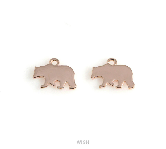 Bear Pendant in Rose Gold, Rose Gold Bear Charm /MRG-546-P