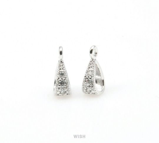 Cubic Zirconia Bail in Rhodium, Round Cubic Zirconia Bail /CRH-023-B