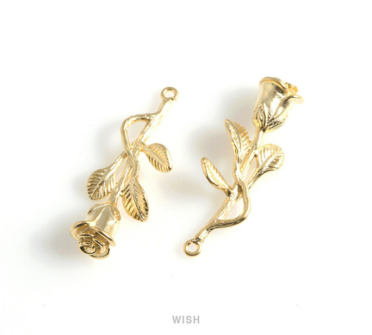 Rose Flower Pendant in Matte Gold, Rose Flower Charm /MMG-455-P