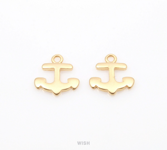 Dainty Anchor Pendant in Matte Gold, Anchor Charm / MMG-277-P