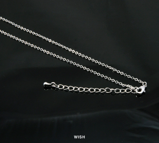 5 pcs of 18 inches Rhodium Chain Necklace with Extension - 235SF, Flat Cable Chain, Craft Supplies Findings / RBRH004-CH