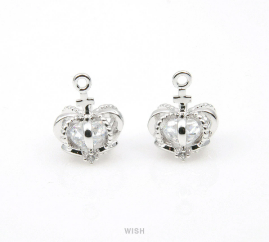 Large Cubic Zirconia in Rhodium Crown, Round Cubic Zirconia Crown / CRH-071-P