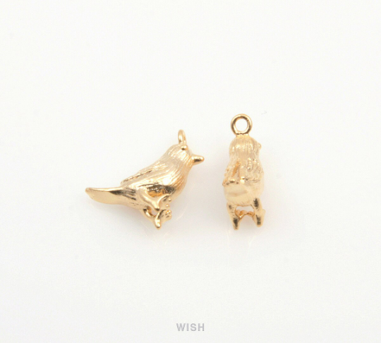 Sparrow Pendants in Matte Gold, Solid Sparrow Charms / MMG-187-P