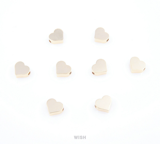 Small Heart Pendants in Gold, Heart Beads / MG-039-B