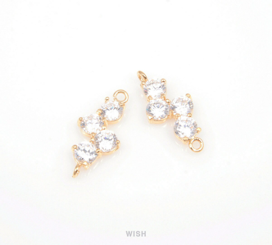 Grape Theme Cubic Zirconia Connectors in Gold, Cubic Zirconia Charms / CG-031-C