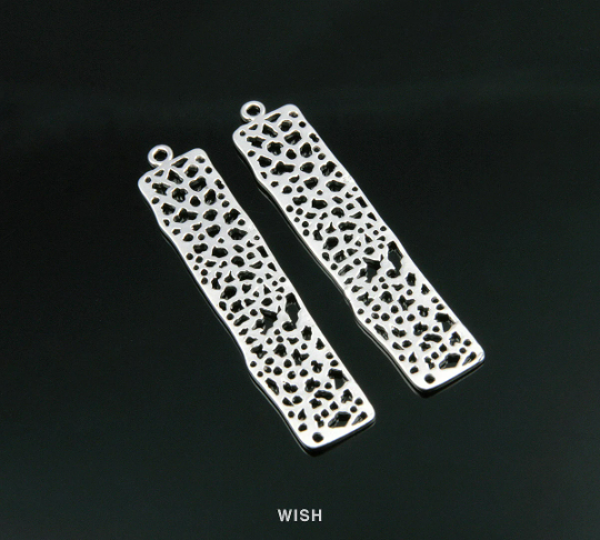 Mesh Bar Rectangle Pendants in Matte Rhodium, Rectangle Net Bar / MMRH-197-P (Small)