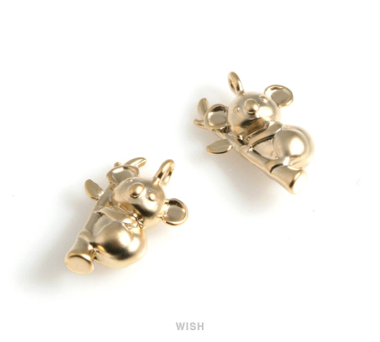 Koala Pendants in Matte Gold, Solid Koala Charm / MMG-530-P