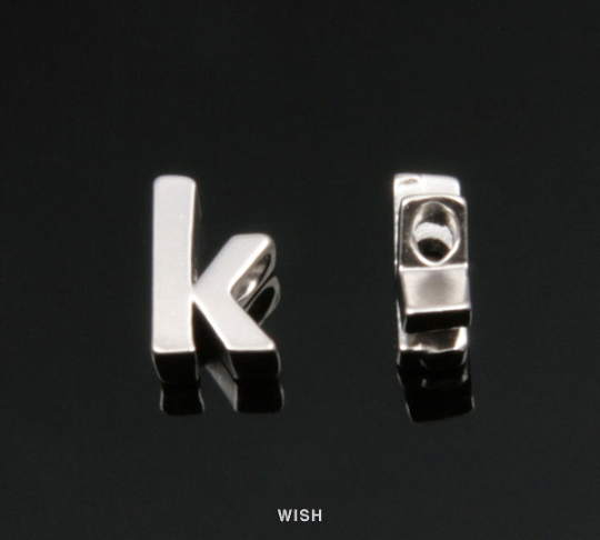 Lower Case Letter "k" in Matte Rhodium, Small Letter "k" / MMRH-002-B (k)