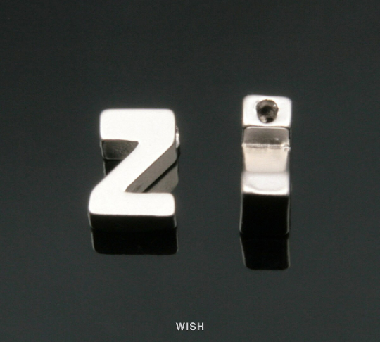 Upper Case Letter "Z" in Matte Rhodium, Capital Letter "Z" / MMRH-001-B (Z)