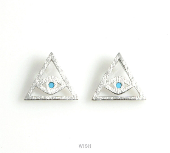 All Seeing Eye Pyramid Pendant in Matt Rhodium, Eye of Providence / MMRH-462-P