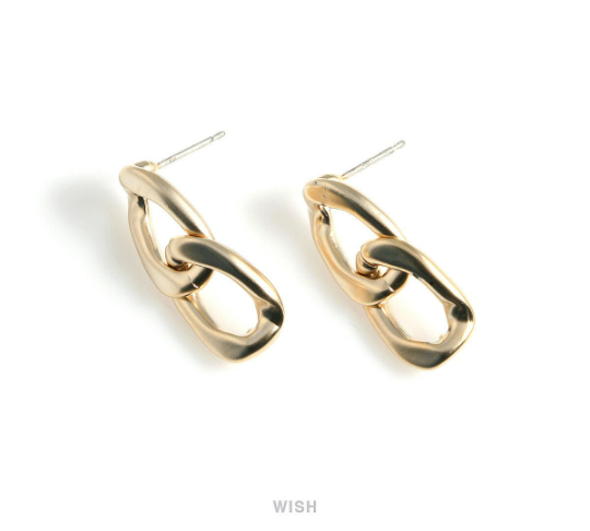 Chain Stud Earrings in Matte Gold, Chain Studs / MMG-478-E