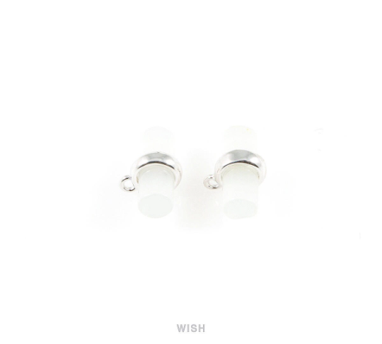 Clear Tube Stone Charm in Rhodium, Gemstone Framed Pendant / SCLRH-060-P