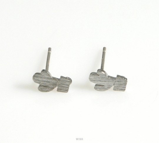 Cactus Stud Earrings in Matte Rhodium, Cactus Earrings /MMRH-621-E
