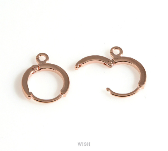 Clip Hoop Earrings in Rose Gold, Sleeper Hoop Earrings / FRG-029-E