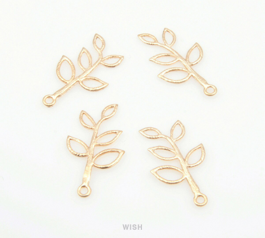 5 Leaves Branch Pendants in Matte Gold, Leaves and Branch Charm/ MMG-117-P (Small)