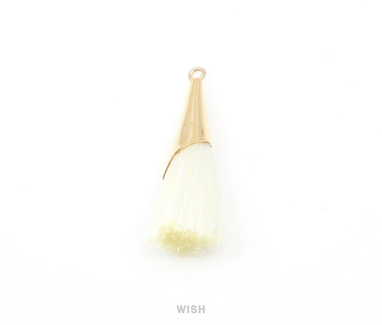 White Thread Tassel with Cone Cap in Gold / TWTG-005-T