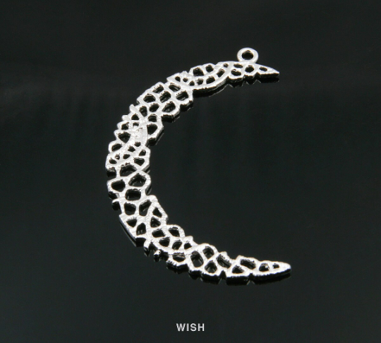 Mesh Crescent Pendant in Matte Rhodium, Crescent Charm / MMRH-334-P