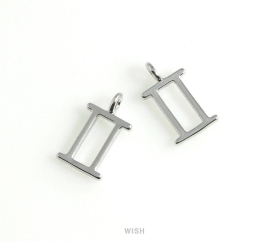 Gemini Zodiac Sign Pendants in Rhodium, Zodiac Charm / MRH-453-GE